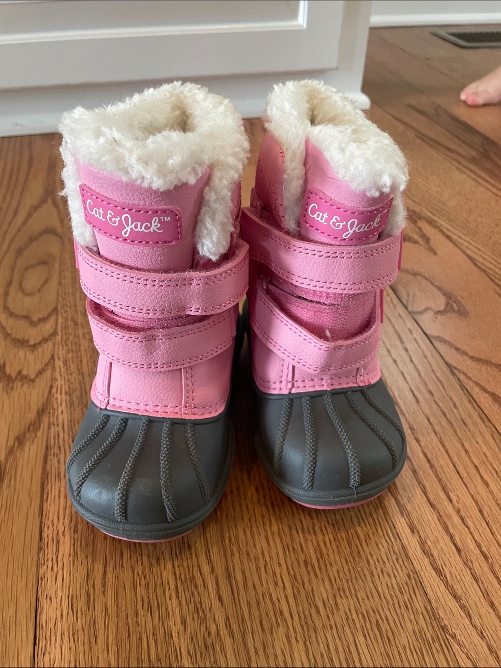 Cat & Jack Pink and Gray Kids Waterproof Winter Boots with Faux Fur